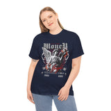 Money Bright Unisex Heavy Cotton Tee Angel Statue Graphic Gothic Streetwear Red Neon Aesthetic Artistic Fashion Statement T Shirt