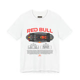 Formula One Style Open Wheel Racing Car Overhead Graphic Unisex Tee Motorsport Performance Streetwear Inspired By Red Bull Racing Colors High Speed Track Culture Design For Racing Fans