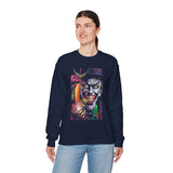 Jocker Sinister Grin Unisex Sweatshirt Heavy Blend Gothic Streetwear Dark Psychological Art Design Bold Horror Fashion Statement Cozy Wear For Fearless Creative Souls