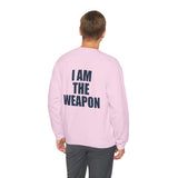 I Am The Weapon Unisex Sweatshirt Motivational Tactical Mindset Streetwear Bold Warrior Energy Graphic Pullover For Confidence Training Gym Wear Everyday Power Statement