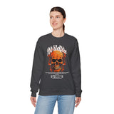 Wildfire Skull Flames Unisex Heavy Blend Crewneck Sweatshirt Gothic Inferno Graphic Bold Streetwear Motivational Statement Pullover