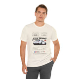 White Track Racing Blueprint Artwork Unisex Heavy Cotton Tee High Performance Inspired Streetwear Graphic Shirt For Car Lovers And Speed Enthusiasts