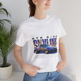 Blue Flame Street Racing Car Graphic Unisex Heavy Cotton Tee Bold Drift Style Automotive Streetwear Shirt