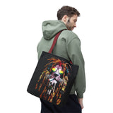 Rasta Lion Eco Tote Bag Vibrant Reggae Inspired Artistic Lion with Headphones Jamaican Island Style Bold Art Print Durable Cotton Canvas Bag for Music Lovers Travel or Daily Use by KLASSORO