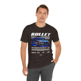 Bullet Blue Street Racing Artwork Unisex Heavy Cotton Tee High Performance Inspired Graphic Shirt For Car Lovers And Urban Streetwear Fans