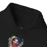 Fearless Grin Street Clown Hoodie Bold Urban Graphic Sweatshirt Powerful Streetwear Art Design For Confidence Energy And Hustler Mindset