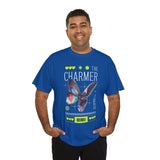 The Charmer Unisex Heavy Cotton Tee Futuristic Butterfly Graphic Streetwear Neon Cyber Aesthetic Artistic Fashion Statement T Shirt