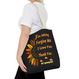 Sunflower Ho'oponopono Tote Bag Hawaiian Healing Prayer Design Spiritual Positivity Canvas Bag Mindfulness Reusable Durable Eco Friendly Shopping Tote