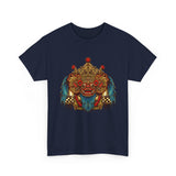 Kala Bhairav Mask Graphic T Shirt Mythical Cultural Warrior Spirit Inspired Tee Tribal Festival Art Streetwear Heavy Cotton Top