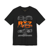 Orange Retro JDM Inspired Sports Coupe Blueprint Unisex Heavy Cotton Tee Street Racing Art Shirt for Car Lovers Daily Wear