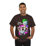 Joker Enjoy The Game Unisex Heavy Cotton Tee Bold Gothic Streetwear Art Design Dark Psychological Theme Shirt for Risk Takers, Creators, and Hustlers