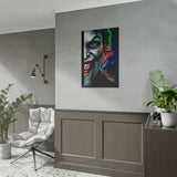 Joker Split Insanity Glossy Poster Bold Gothic Wall Art Dark Psychological Design Fiery Abstract Expression Print for Collectors, Creators, and Visionary Spaces