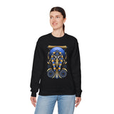 Eye Of Eternity Sweatshirt Unisex Premium Fleece Gold And Blue Egyptian Owl Pharaoh Design Symbolic Streetwear Spiritual Calm Comfort For Creative Souls