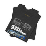 Silver Blue Street Racing Artwork Unisex Heavy Cotton Tee High Performance Inspired Graphic Shirt For Car Lovers And Urban Streetwear Fans