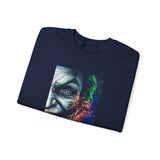 Dark Villain Jocker Split Insanity Unisex Sweatshirt Bold Gothic Streetwear Dark Psychological Art Design Cozy Heavy Blend Pullover for Visionaries and Fearless Creators