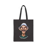 Grumpy Street Legend Cotton Tote Bag Funny Comic Art Design Bold Urban Caricature Print Reusable Eco Shopper Perfect Gift for Artists, Humor Lovers, and Streetwear Fans