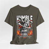 Unisex Jersey Short Sleeve Tee Humble Angel Statue Graphic Streetwear Fire Print T Shirt Bold Motivational Urban Fashion Outfit