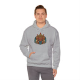 Balinese Barong Mask Unisex Hoodie Heavy Blend Pullover Sweatshirt Tribal Cultural Warrior Spirit Inspired Mythical Festival Graphic Streetwear