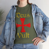 Unisex Deus Vult T Shirt Medieval Crusader Cross Graphic Tee Warrior Knight Inspired Vintage Christian Symbol Heavy Cotton Streetwear