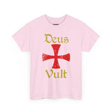Unisex Deus Vult T Shirt Medieval Crusader Cross Graphic Tee Warrior Knight Inspired Vintage Christian Symbol Heavy Cotton Streetwear