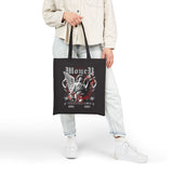 Money Bright Cotton Canvas Tote Bag Angel Statue Graphic Gothic Streetwear Red Neon Aesthetic Artistic Ambition Reusable Eco Bag
