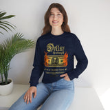 Dollar The Strength Burning Money Legacy Unisex Heavy Blend Crewneck Sweatshirt Gothic Flames Graphic Bold Motivational Streetwear Pullover