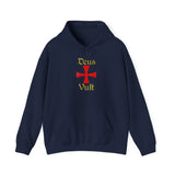Unisex Deus Vult Hoodie Medieval Crusader Cross Heavy Blend Hooded Sweatshirt Warrior Knight Inspired Vintage Christian Symbol Streetwear