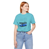 Blue Rally Inspired Performance Sedan Artwork Unisex Heavy Cotton Tee High Speed Streetwear Graphic Shirt For Car Enthusiasts And Automotive Art Lovers