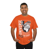 Universe Beyond The Cosmos Unisex Heavy Cotton Tee Graphic Black T Shirt Skeleton Hand Space Infinity Streetwear Futuristic Sci Fi Artistic Fashion Outfit