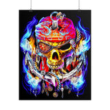 Flaming Pirate Skull Matte Vertical Poster Bold Gothic Nautical Wall Art Fiery Skull And Anchor Design For Dark Fantasy Lovers Metalcore Fans Artists And Biker Decor