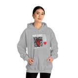 Heart Flower Graphic Hoodie Comfortable Unisex Heavy Blend Sweatshirt Bold Red and Black Floral Heart Design Streetwear Symbol of Love Strength and Vitality Perfect Gift for Friends Birthdays Cozy Days and Casual Wear