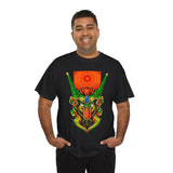 Cell Samurai Unisex Heavy Cotton Tee Vibrant Neon Japanese Warrior Art Streetwear T Shirt Futuristic Samurai Design Perfect For Anime Lovers Festivals Tattoo Artists And Modern Cultural Fashion Fans