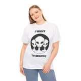 I Want To Believe Alien Unisex T Shirt Vintage UFO Graphic Tee Extraterrestrial Space Themed Sci Fi Paranormal Conspiracy Inspired Streetwear Top