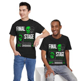 Final Stage Unisex Heavy Cotton Tee Graphic Black T Shirt Skull Neon Green Streetwear Futuristic Cyberpunk Bold Artistic Fashion Outfit
