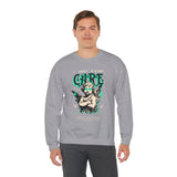 I Don’t Care True Freedom Angel Unisex Heavy Blend Crewneck Sweatshirt Gothic Cherub Graphic Bold Motivational Streetwear Statement Pullover