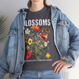 Blossoms Floral Graphic Unisex Heavy Cotton Tee Comfortable Streetwear Timeless Charm Motivational Nature Inspired T Shirt Perfect Gift for Garden Lovers Friends Birthdays Casual Everyday Wear