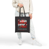 Love Yourself Deep Cotton Canvas Tote Bag Self Love Graphic Reusable Shopping Bag Rose Motivational Quote Positive Affirmation Eco Friendly Fashion Empowerment Accessory