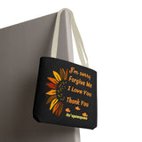 Sunflower Ho'oponopono Tote Bag Hawaiian Healing Prayer Design Spiritual Positivity Canvas Bag Mindfulness Reusable Durable Eco Friendly Shopping Tote