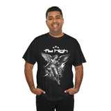 Fly High Angel Design Unisex Heavy Cotton Tee Streetwear Graphic T Shirt Spiritual Guardian Winged Warrior Style