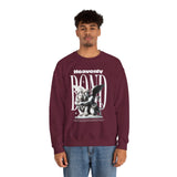 Heavenly Bond Unisex Heavy Blend Crewneck Sweatshirt Graphic Pullover Black Angel And Lion Statue Spiritual Streetwear Bold Futuristic Artistic Fashion Outfit