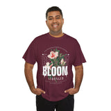Bloom Stronger Floral Graphic Unisex Heavy Cotton Tee Comfortable Motivational Streetwear Inspirational Empowerment T Shirt Perfect Gift for Nature Lovers Self Growth Casual Wear
