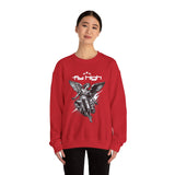Fly High Angel Design Unisex Heavy Blend Crewneck Sweatshirt Guardian Spirit Angel Wings Spiritual Streetwear Pullover
