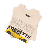 Yellow High Performance Sports Coupe Blueprint Art Unisex Heavy Cotton Tee Premium Streetwear For Car Enthusiasts Gearheads And Collectors