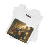 Medieval Knight On Horseback Fantasy Art Unisex Heavy Cotton Tee Epic Warrior Adventure Graphic Shirt Heroic Battle Scene Streetwear Bold Artistic Design