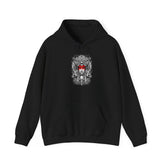 Mystic Warrior Goddess Unisex Hoodie Bold Monochrome Tribal Design Powerful Feminine Energy Streetwear Sweatshirt for Art Lovers Festivals and Everyday Wear