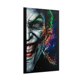Joker Split Insanity Glossy Poster Bold Gothic Wall Art Dark Psychological Design Fiery Abstract Expression Print for Collectors, Creators, and Visionary Spaces