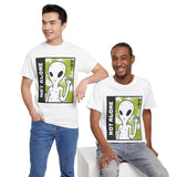 Unisex Not Alone Alien T Shirt Cartoon UFO Graphic Tee Extraterrestrial Sci Fi Space Themed Paranormal Conspiracy Inspired Streetwear Top