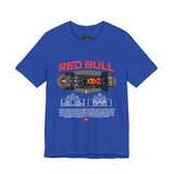 Formula One Style Open Wheel Racing Car Overhead Graphic Unisex Tee Motorsport Performance Streetwear Inspired By Red Bull Racing Colors High Speed Track Culture Design For Racing Fans