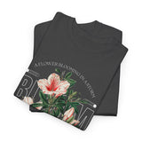 Bloom Stronger Floral Graphic Black Unisex Heavy Cotton T Shirt Motivational Nature Inspired Aesthetic Streetwear Fashion Outfit
