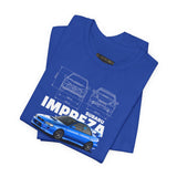 Blue Rally Inspired Performance Sedan Artwork Unisex Heavy Cotton Tee High Speed Streetwear Graphic Shirt For Car Enthusiasts And Automotive Art Lovers